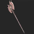 Ornate Axe Weapon Featuring Metallic Spiked Head And Intricate Textured Handle