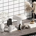 Decorative Ornaments Combination Books Table Lamp Floriculture 3d model