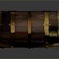 Open Wooden Treasure Chest With Metal Accents Filled With Gold Coins