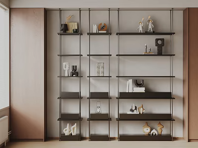 Modern Living Room Shelving Unit With Multiple Shelves For Decorative Figurines And Books 3d model