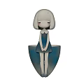 Cute Cartoon Girl Figurine In Blue Dress With Flower Pot Base For Home Decor
