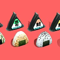 Assorted Traditional Japanese Triangular Rice Balls With Nori And Flavor Labels
