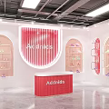 Anita Shoes Store Interior With Curved Showcases Red Counter Benches And Shoe Displays