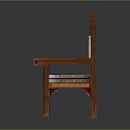 Wooden Armchair With Multicolored Striped Upholstery Carved Backrest And Decorative Legs