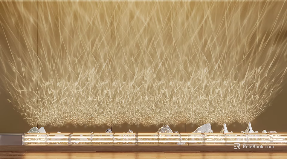 Natural Brown Fiber Texture With Wooden Base And Transparent Decorative Details 3d model 