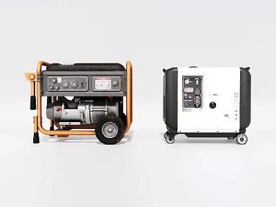 Portable Industrial Generators With Wheels Control Panels And Heavy Duty Structure 3d model