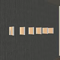 Modern Wall Lamps With Metal Frames Emitting Warm Light On Wooden Wall