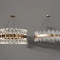 Modern Crystal Chandeliers with Circular Patterns Vertical Strips and Metal Accents 3d model