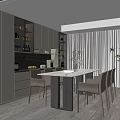 Elegant Modern Restaurant Interior With Marble Dining Table And Upholstered Chairs 3d model