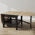 Modern Coffee Table With Light Wood Top Black Legs Drawer Storage And Lower Shelf