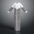 Stylish Modern Long Sleeve Gray White Dress With Minimalist Panel Design