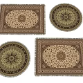 Traditional Pattern Square Carpets With Beige Brown Tones And Fringed Edges 3d model