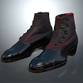 Fashionable Leather High Top Boots With Black And Red Color And Button Details