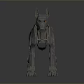 Futuristic Metallic Mechanical Dog With Red Eyes And Intricate Structure