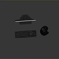 Modern Desktop Computer Setup with Monitor Keyboard Mouse and Screen Displaying Abstract Blue Design