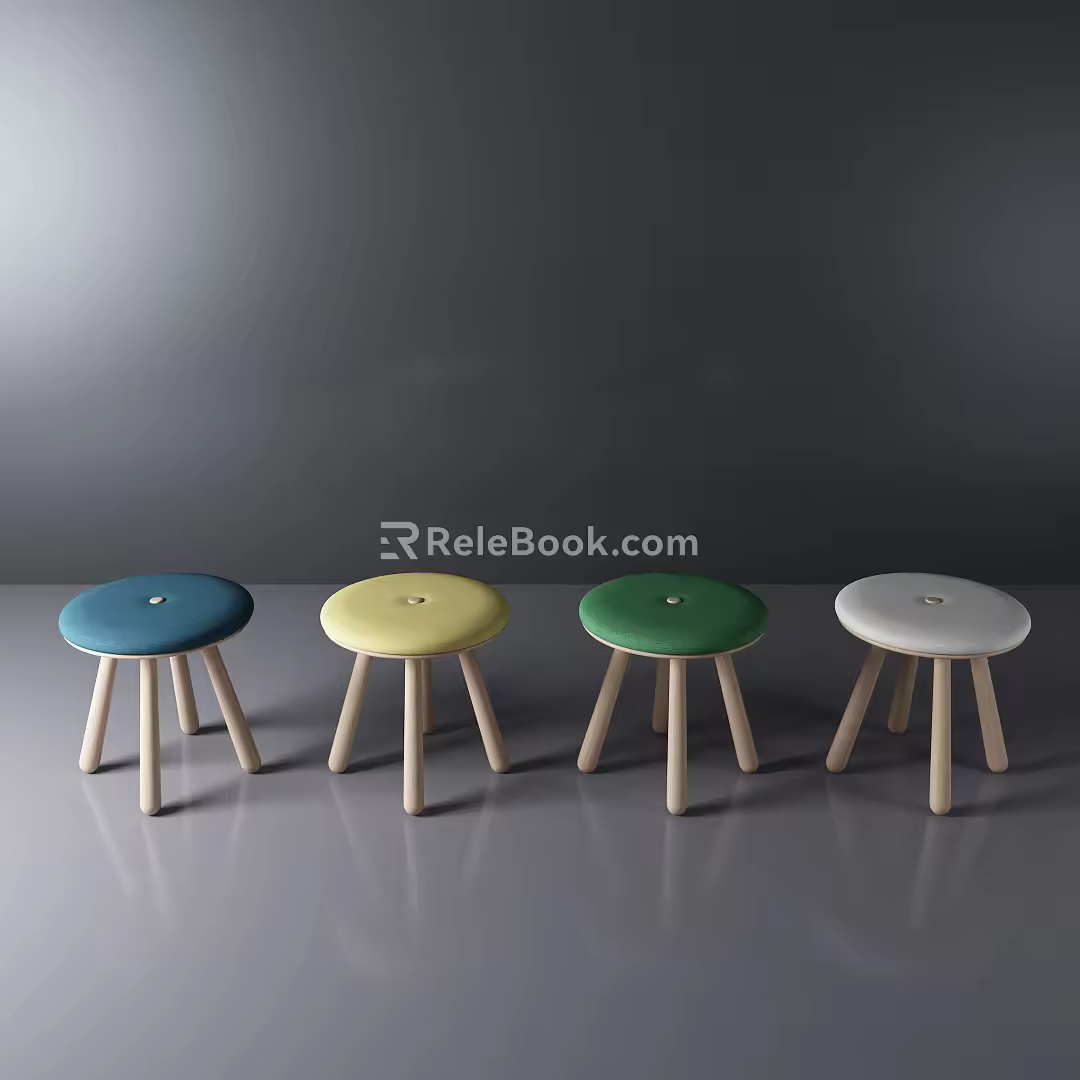 Nordic Round Stool 3d model