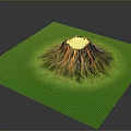 Modern 3D Volcano Model with Square Base Green Surrounding and Textured Landscape 3d model