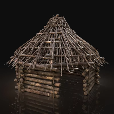Vintage Wooden House Tribal Wooden House 3d model