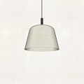 Modern Simple Pendant Light With Light Beige Linen Dome Shade Illuminated In Interior Space