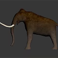 Realistic Woolly Mammoth 3D Model With Brown Fur Long White Tusks