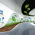 Green Agriculture Technology Exhibition Hall With Interactive Displays And Eco Elements 3d model