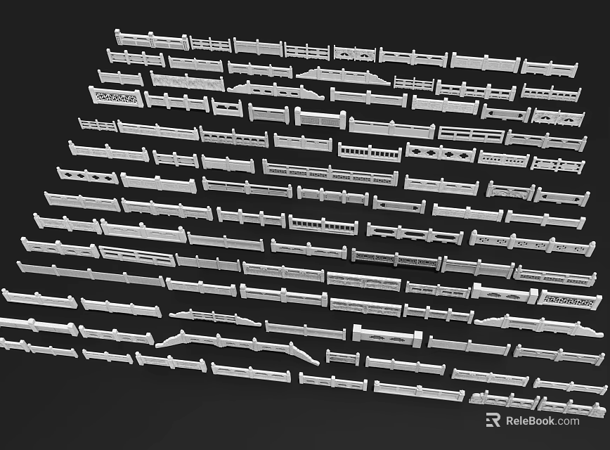 Various Types of Railings Design Collection With Different Styles And Patterns 3d model 