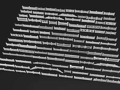 Various Types of Railings Design Collection With Different Styles And Patterns 3d model