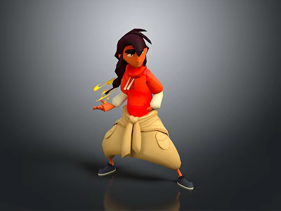 Red Top And Beige Pants Fashionable Daily Life Clothing Items 3d model