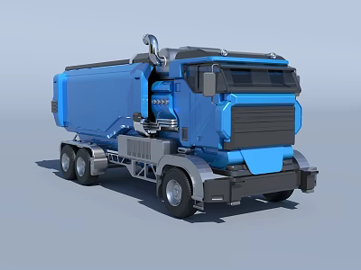 Blue Modern Heavy Duty Truck With Cab Container And Body Structure Design 3d model