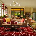 Cozy Retro Living And Dining Room With Festive Chinese New Year Decorations And Open Kitchen