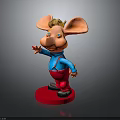 Cartoon Pig Character With Big Ears Golden Hair Blue Shirt Red Pants And Red Base