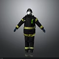 Firefighting Protective Suit With Black Yellow Reflective Stripes Helmet And Gloves