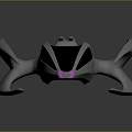 Futuristic Silver Streamlined Spaceship With Transparent Cockpit And Purple Lights For Space Exploration