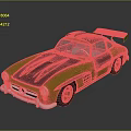 Vintage Green Sports Car With Black Hood Red Interior Gold Wheels And Rear Spoiler