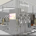 Minasu Modern Fashion Clothing Store With Mannequins Hanging Clothes And Green Plants