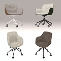 Modern Upholstered Office Chair With Swivel Wheels And Comfortable Seats In Beige Brown Tones