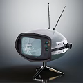 Unique Vintage Television Set With Antennas Retro Oval Design And Tripod Stand