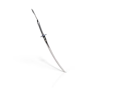 Long Bladed Metal Weapon With Sharp Edge Traditional Handle And Guard Isolated On White Background 3d model
