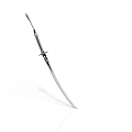 Long Bladed Metal Weapon With Sharp Edge Traditional Handle And Guard Isolated On White Background