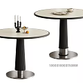 Modern Round Dining Table Set With White Tabletop Black Legs And Silver Base 3d model