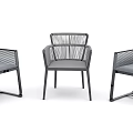 Modern Outdoor Leisure Chairs With Rattan Weave Backrest And Metal Frame Cushioned Seats
