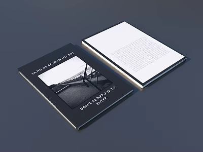Landscape Photography Book With Black Cover And Open Pages Showing Text 3d model
