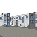 Modern Industrial Factory Buildings With Gray White Facade Large Windows And Open Space
