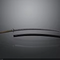 Traditional Japanese Katana With Curved Blade Wrapped Handle And Black Sheath