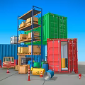 Heavy Duty Industrial Equipment Warehouse Storage Racking With Colorful Containers And Stacked Cartons