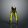 Professional Black And Yellow Wire Stripper Tool With Ergonomic Grip And Sharp Blades 3d model