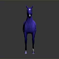 Shiny Blue Horse 3D Model With Reflective Surface Standing On Gray Background