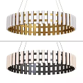 Modern Chandelier Design With Gold And Black Frames And White Elongated Elements 3d model