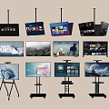 Different Types of Televisions With Various Stands And Diverse Screen Contents