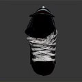 High Top Black And White Ice Skates With White Laces And Blade
